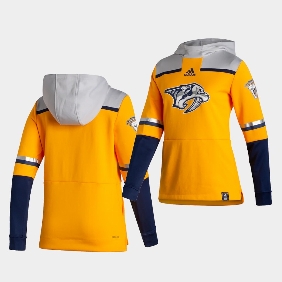 Men Nashville Predators Blank Yellow NHL 2021 Adidas Pullover Hoodie Jersey->nashville predators->NHL Jersey